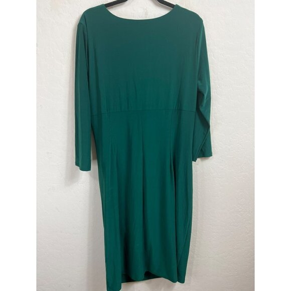 Kasper Emerald Green Dress with Lining Mock Wrap Style Wrap inspired Dress Sz 16 - Picture 6 of 9